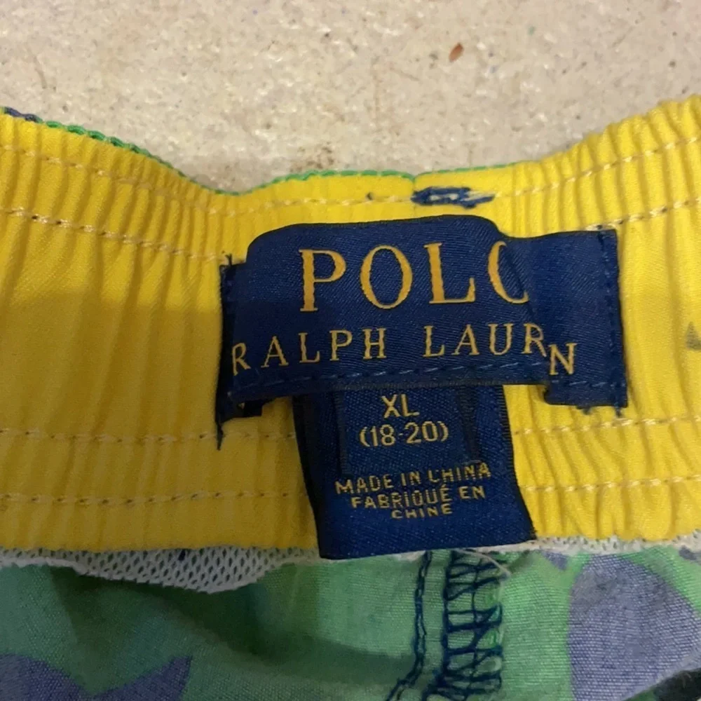 Polo Ralph Lauren Green shark swim trunks pockets